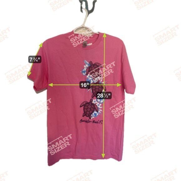 Charleston Beach FL Pink Turtle Print Graphic Tee Gildan Cotton Blend Size L - Picture 4 of 7